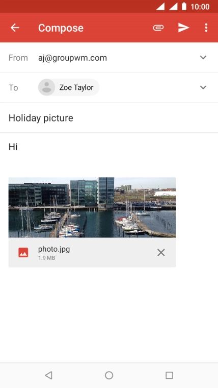 Press the send icon when you've finished your email message.
