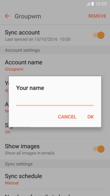 Key in the required sender name and press OK.