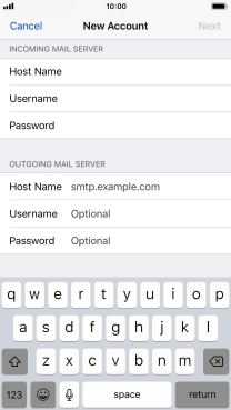 Press Host Name and key in mail.vodafone.ie.