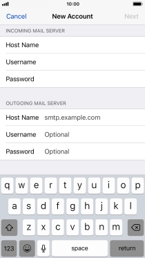 Press Host Name and key in mail.vodafone.ie.