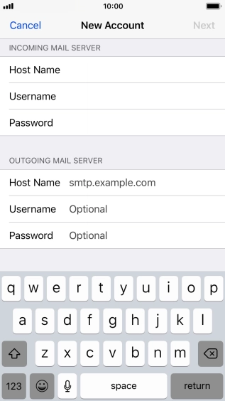 Press Host Name and key in mail.vodafone.ie.