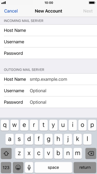 Press Host Name and key in mail.vodafone.ie.