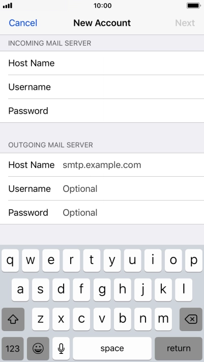 Press Host Name and key in mail.vodafone.ie.