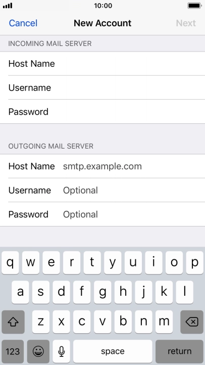 Press Host Name and key in mail.vodafone.ie.