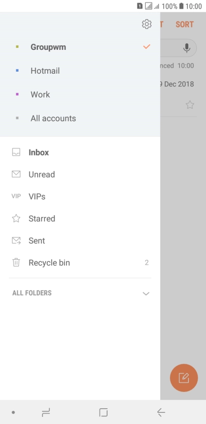 Press the required email account.