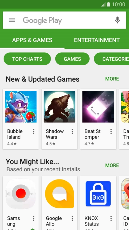 Press the search field.