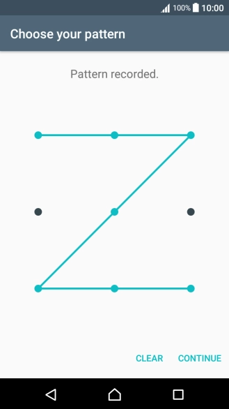 Slide your finger across the screen to connect at least four points and press CONTINUE.