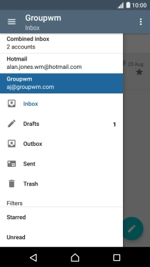 Press the required email account.