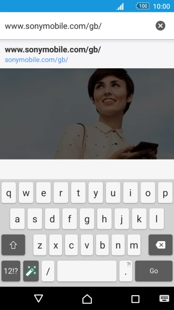 Key in the address of the required web page and press Go.
