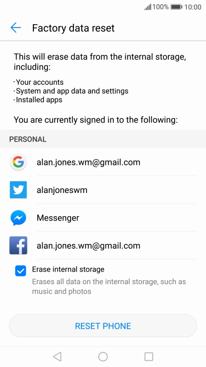 Press RESET PHONE.