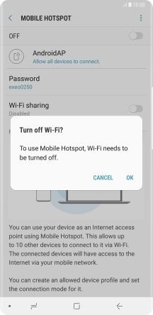 If Wi-Fi is turned on, press OK.