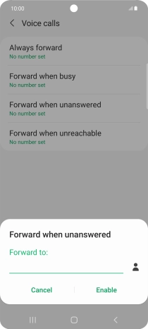 Key in (prefix) 5 (your phone number) and press Enable.