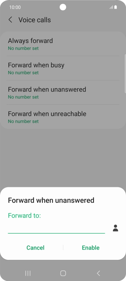 Key in (prefix) 5 (your phone number) and press Enable.