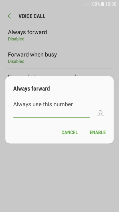 Key in (prefix) 5 (your phone number) and press ENABLE.
