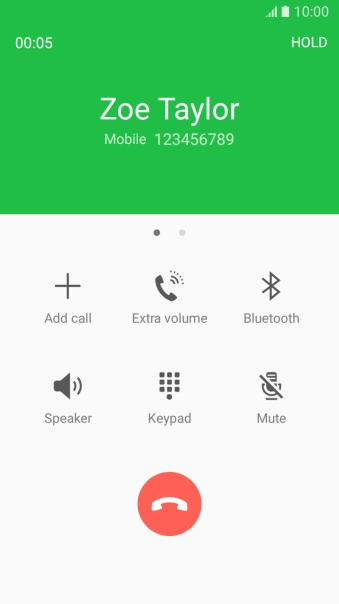 Press the end call icon.