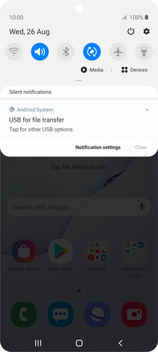 Press Tap for other USB options..