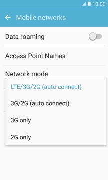 Press the required network mode.