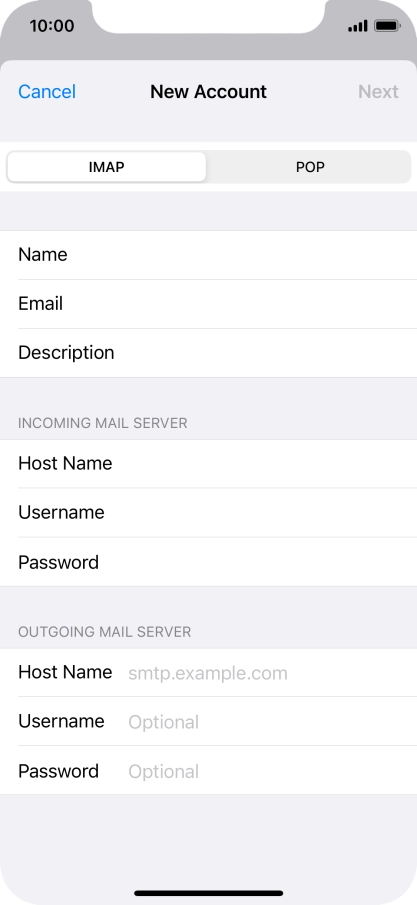 Press Host Name and key in mail.vodafone.ie.