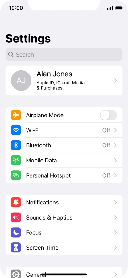 Press Mobile Data.
