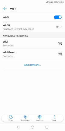 Press the required Wi-Fi network.