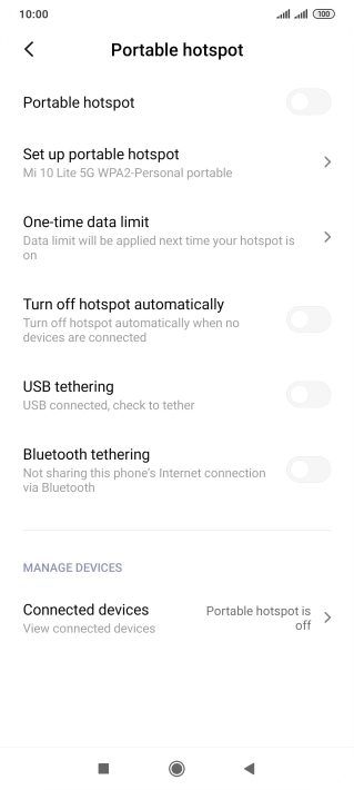 Press Set up portable hotspot.