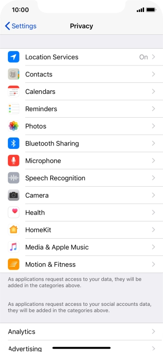 Press Location Services.