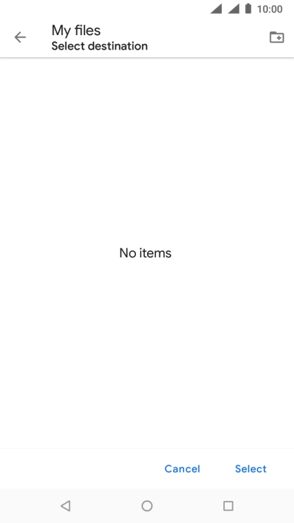 To create a new folder, press the new folder icon and follow the instructions on the screen to create a new folder.