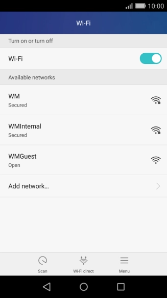 Press the required Wi-Fi network.