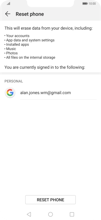 Press RESET PHONE.