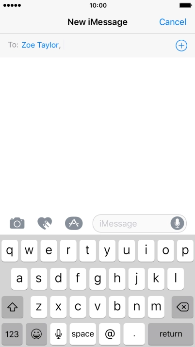 If the recipient can receive iMessages, iMessage is displayed in the text input field.