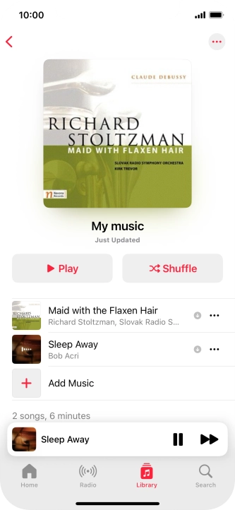 Press the song title.