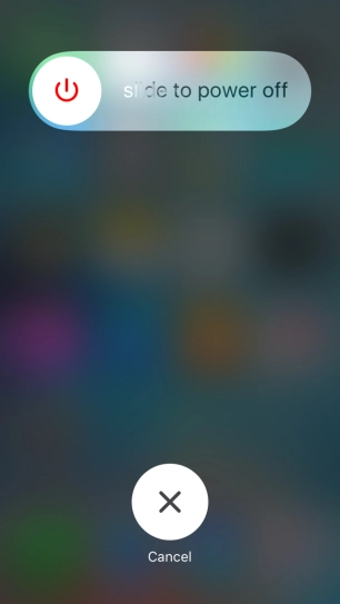 Press and drag the power off icon right.