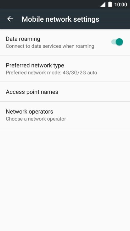 Press Preferred network type.