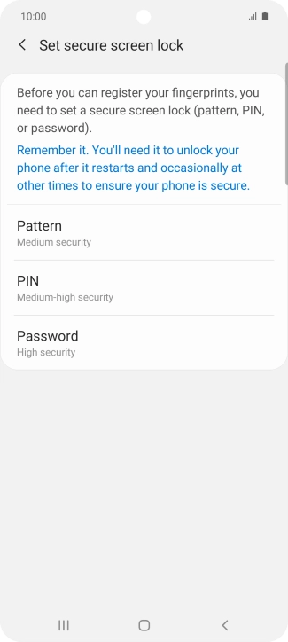 Press the required phone lock code and follow the instructions on the screen to create an additional phone lock code.