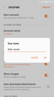 Key in the required sender name and press OK.