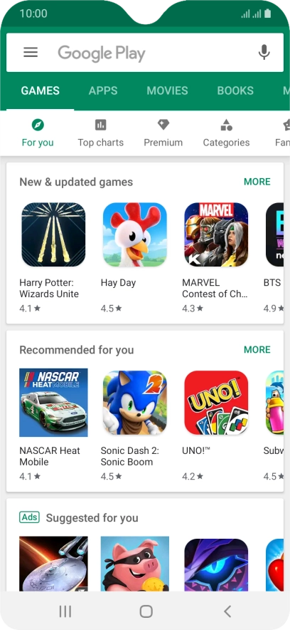 Press the search field.