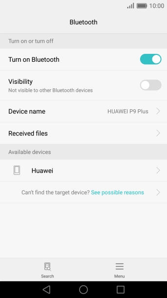 Press the required Bluetooth device and follow the instructions on the screen to pair the device with your phone.