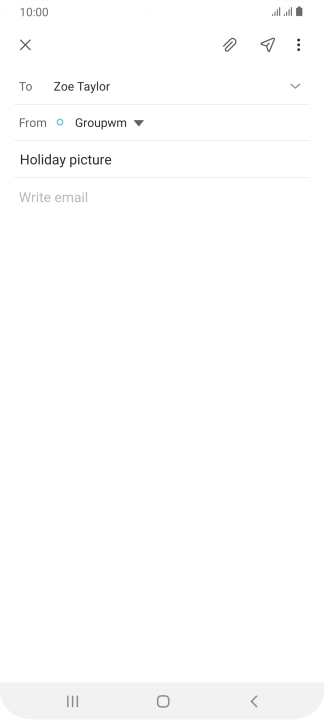 Press the text input field and write the text for your email message.