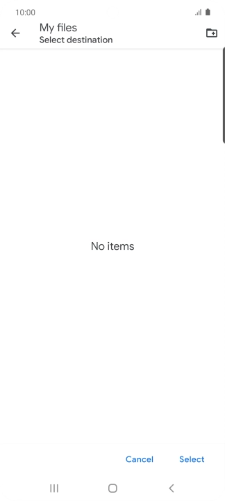 To create a new folder, press the new folder icon and follow the instructions on the screen to create a new folder.