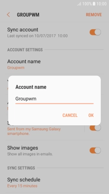 Key in the required name for the email account and press OK.