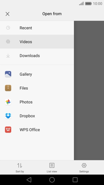 Press Videos and go to the required folder.