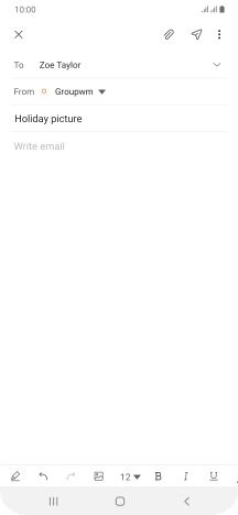 Press the text input field and write the text for your email message.