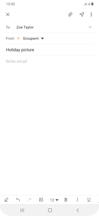 Press the text input field and write the text for your email message.