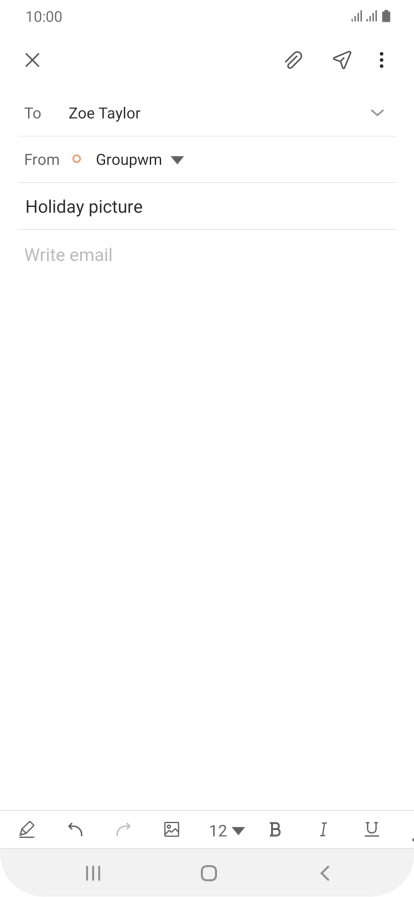 Press the text input field and write the text for your email message.
