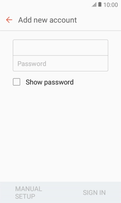 Press Password and key in the password for your email account.