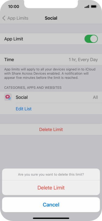 Press Delete Limit.