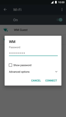 Key in the password for the Wi-Fi network and press CONNECT.