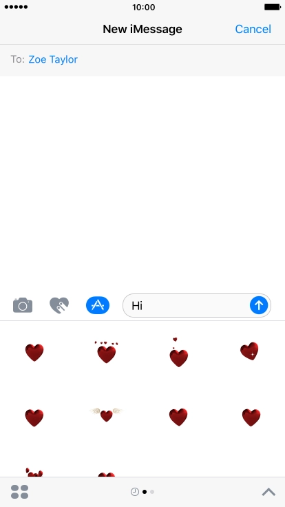 Press the send icon when you've finished your iMessage.