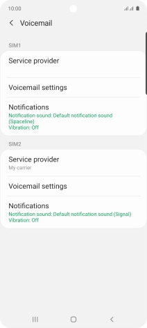 Press Voicemail settings below the required SIM.