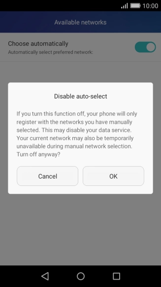 Press OK and your phone will search for networks.
